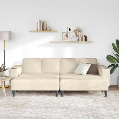 Stoffsofa mit Kissen Creme 208 cm Cordstoff