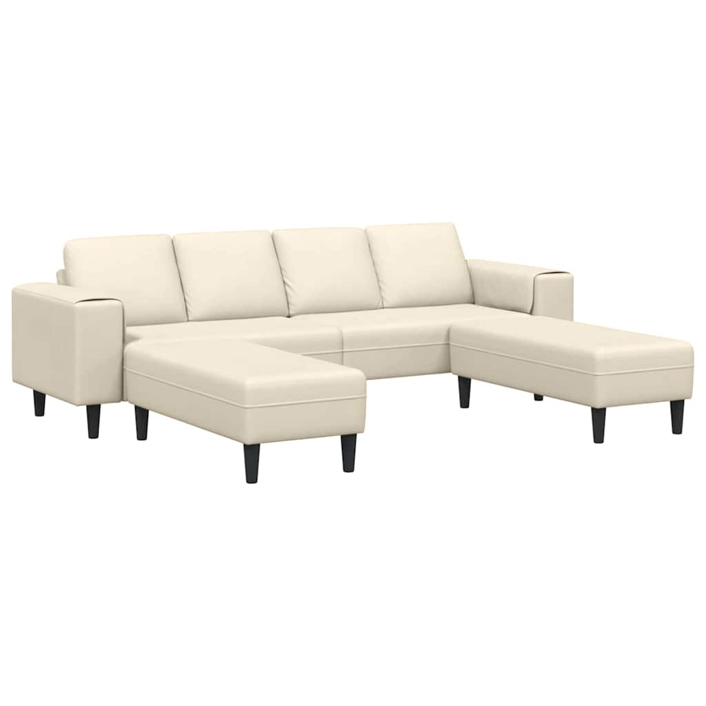 Stoffsofa mit Kissen Creme 208 cm Cordstoff