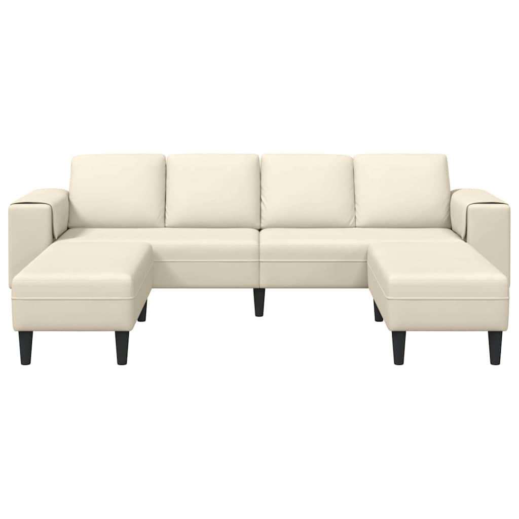 Stoffsofa mit Kissen Creme 208 cm Cordstoff
