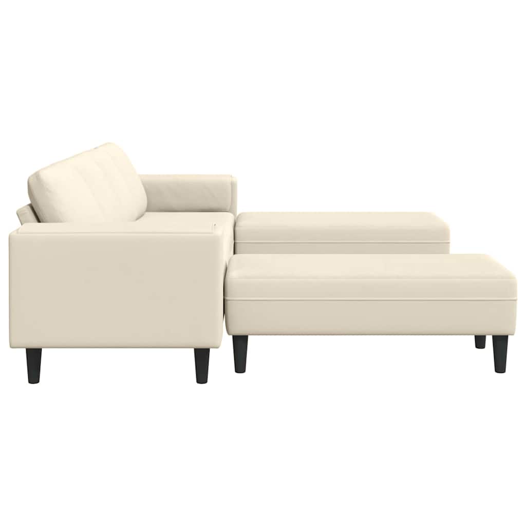 Stoffsofa mit Kissen Creme 208 cm Cordstoff