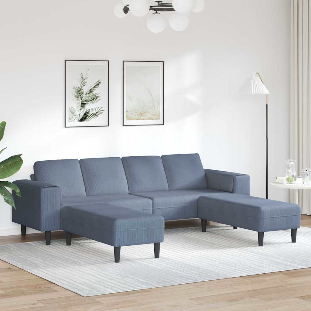 Stoffsofa mit Kissen Blau Cordstoff