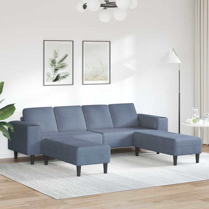 Stoffsofa mit Kissen Blau Cordstoff