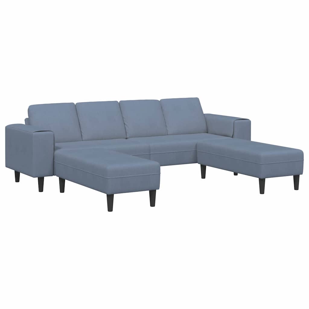 Stoffsofa mit Kissen Blau Cordstoff