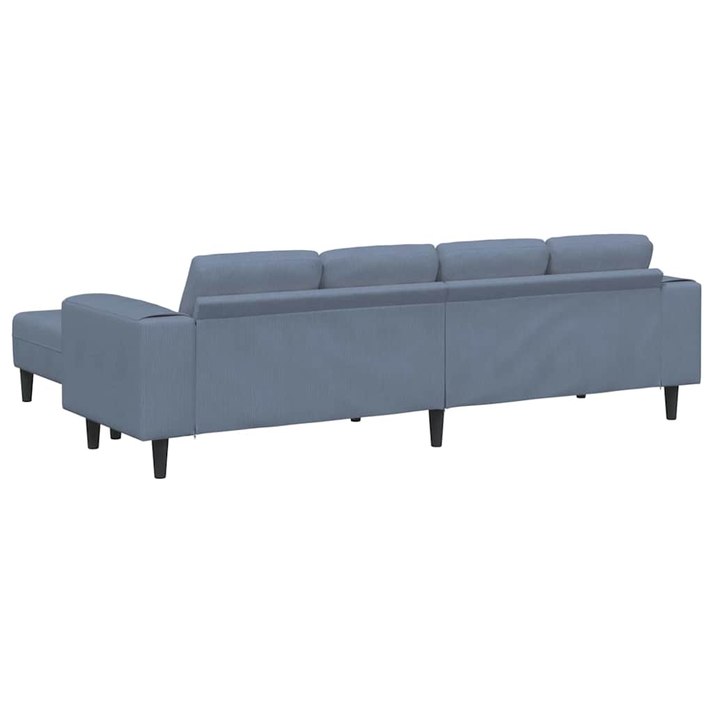 Stoffsofa mit Kissen Blau Cordstoff