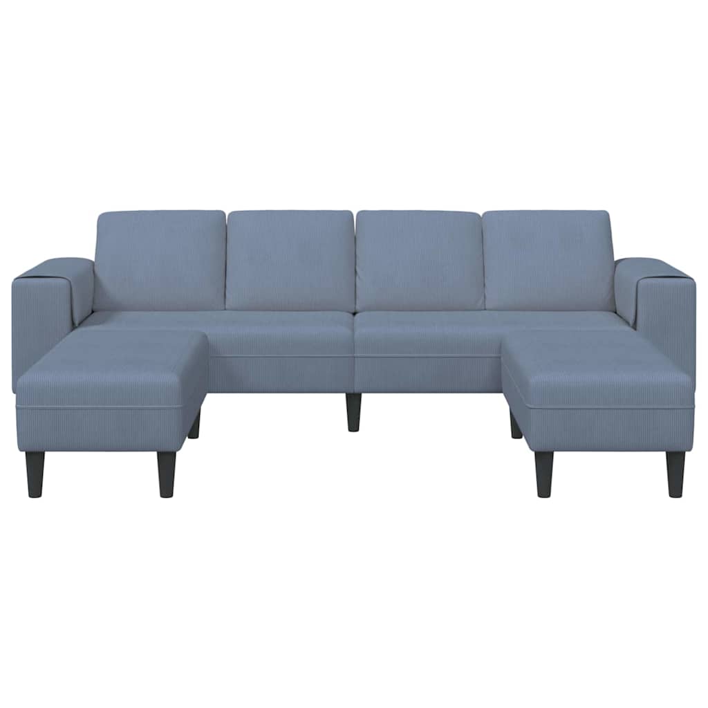 Stoffsofa mit Kissen Blau Cordstoff