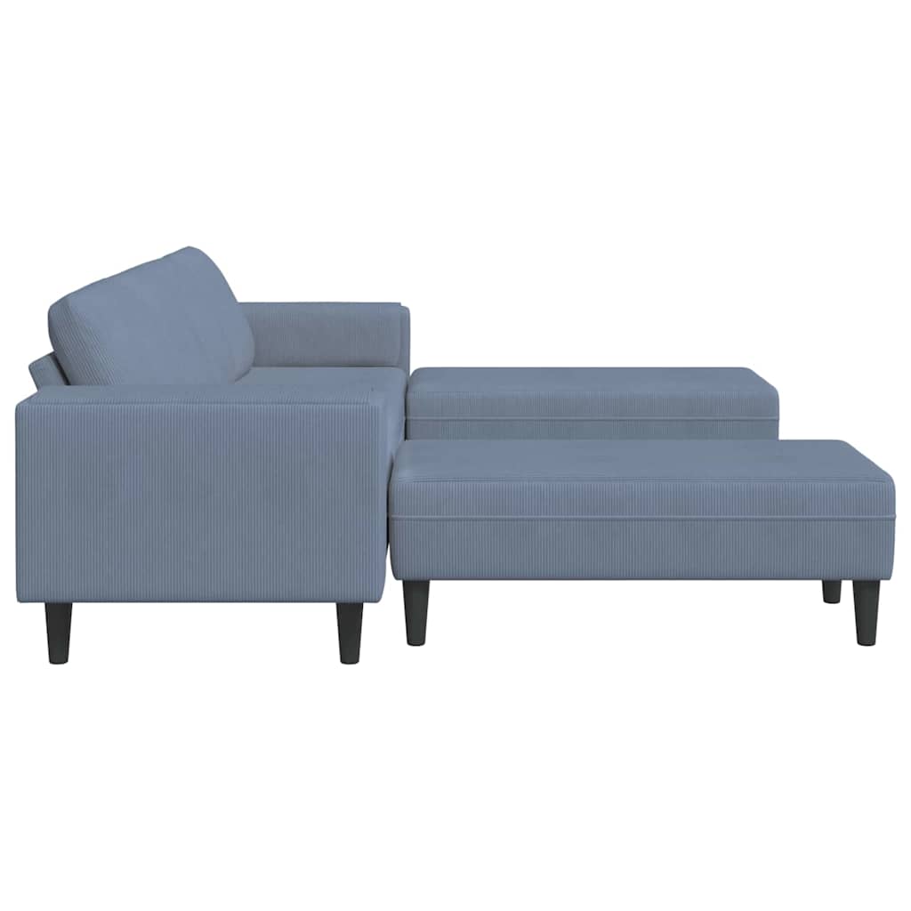 Stoffsofa mit Kissen Blau Cordstoff