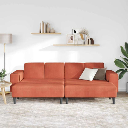 Stoffsofa mit Kissen Rot-Orange 208 cm Cordstoff