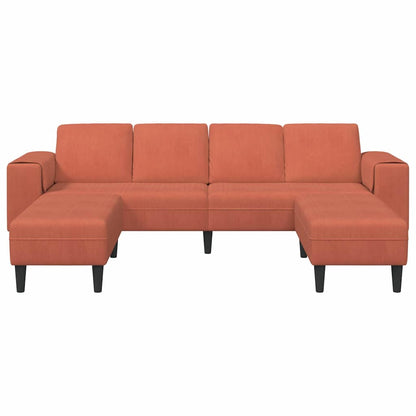Stoffsofa mit Kissen Rot-Orange 208 cm Cordstoff