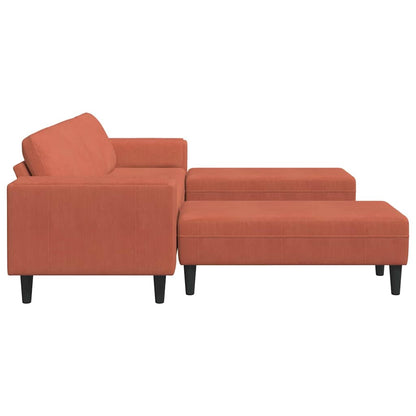 Stoffsofa mit Kissen Rot-Orange 208 cm Cordstoff