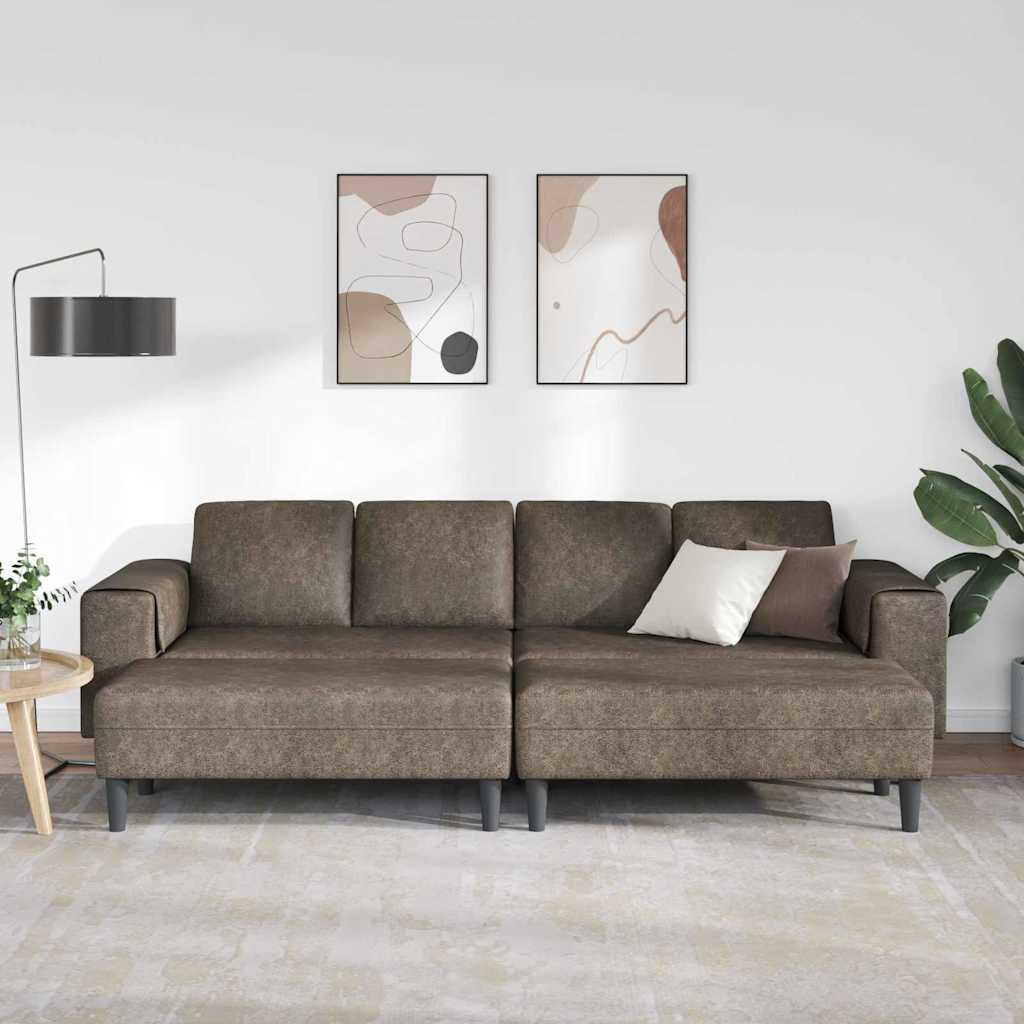 Sofa Set Dunkelgrau Faux Wildleder
