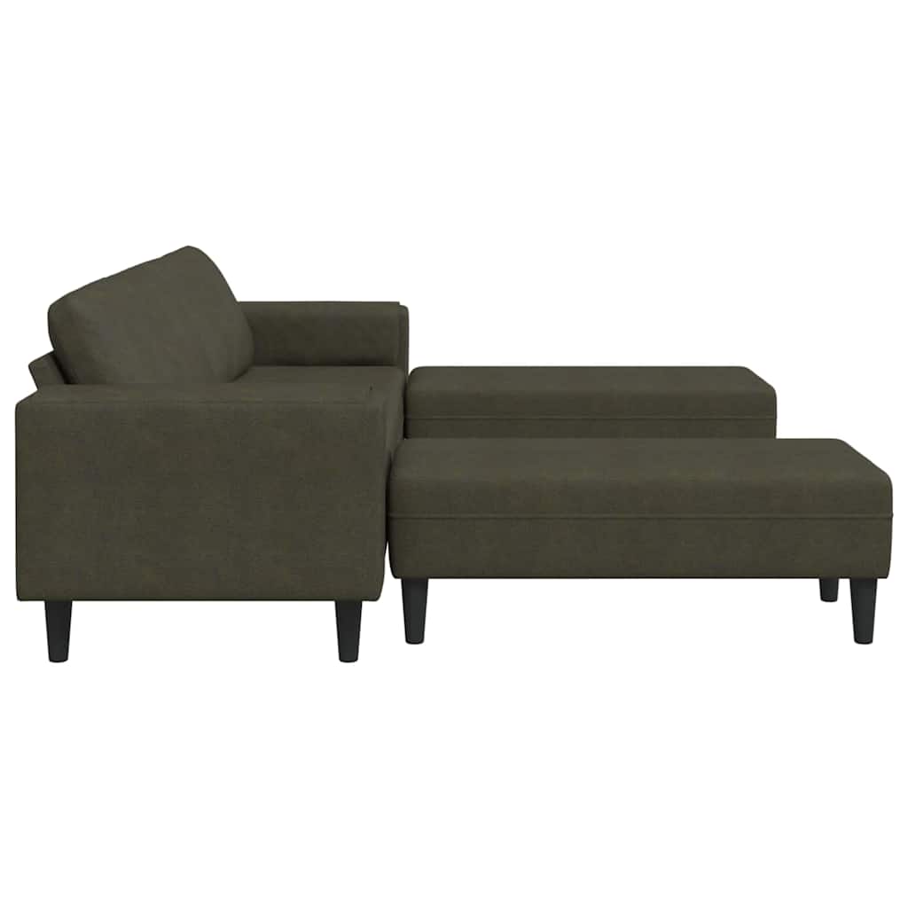 Sofa Set Armeegrün Faux Wildleder Armee Braun mit Ottomane