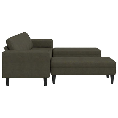 Sofa Set Armeegrün Faux Wildleder Armee Braun mit Ottomane