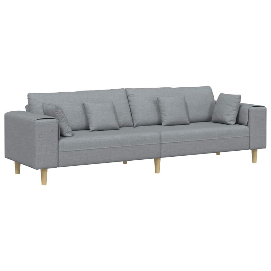 Stoffsofa mit Kissen Hellgrau 208 cm Stoff