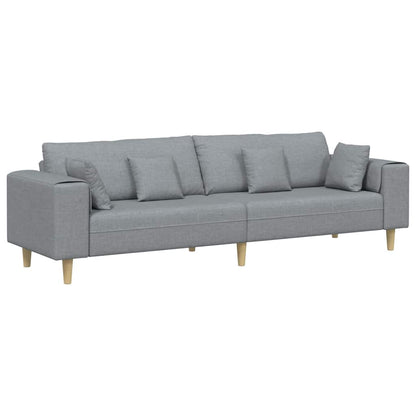 Stoffsofa mit Kissen Hellgrau 208 cm Stoff