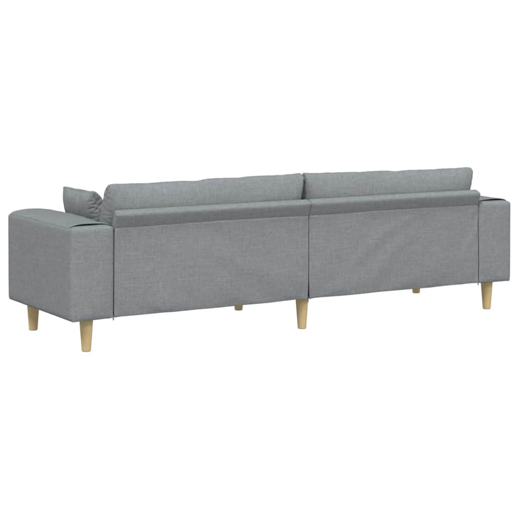 Stoffsofa mit Kissen Hellgrau 208 cm Stoff