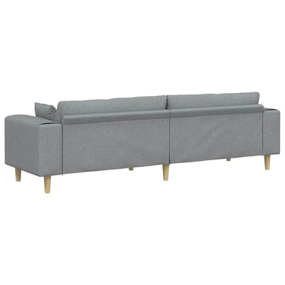 Stoffsofa mit Kissen Hellgrau 208 cm Stoff