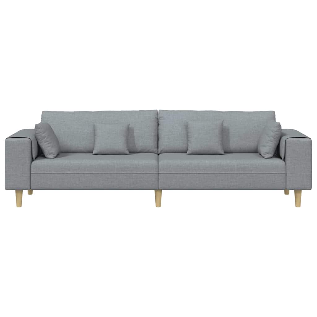 Stoffsofa mit Kissen Hellgrau 208 cm Stoff