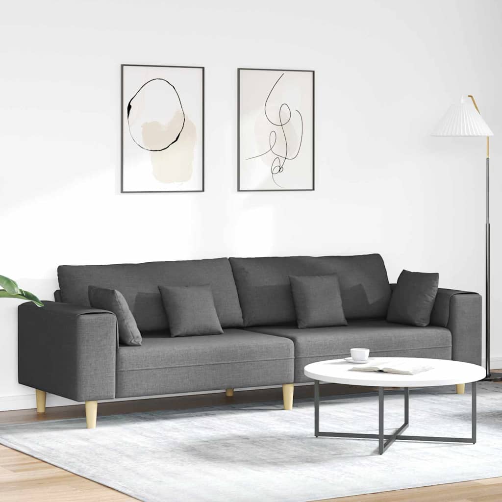 Stoffsofa mit Kissen Dunkelgrau 208 cm Stoff