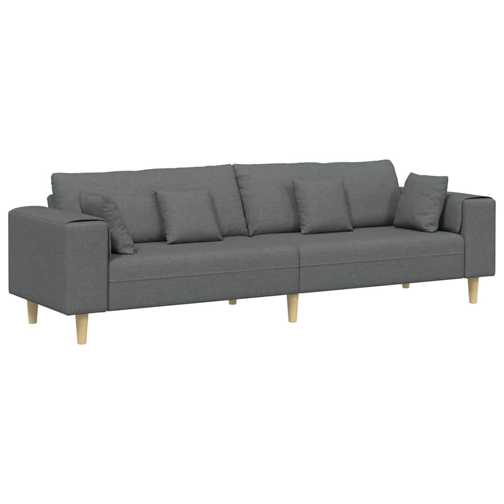 Stoffsofa mit Kissen Dunkelgrau 208 cm Stoff