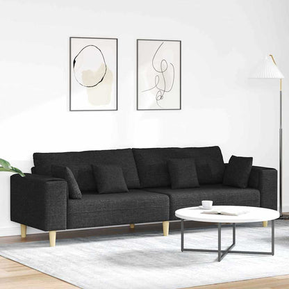 Stoffsofa mit Kissen Schwarz 208 cm Stoff