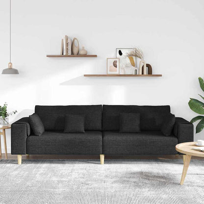 Stoffsofa mit Kissen Schwarz 208 cm Stoff
