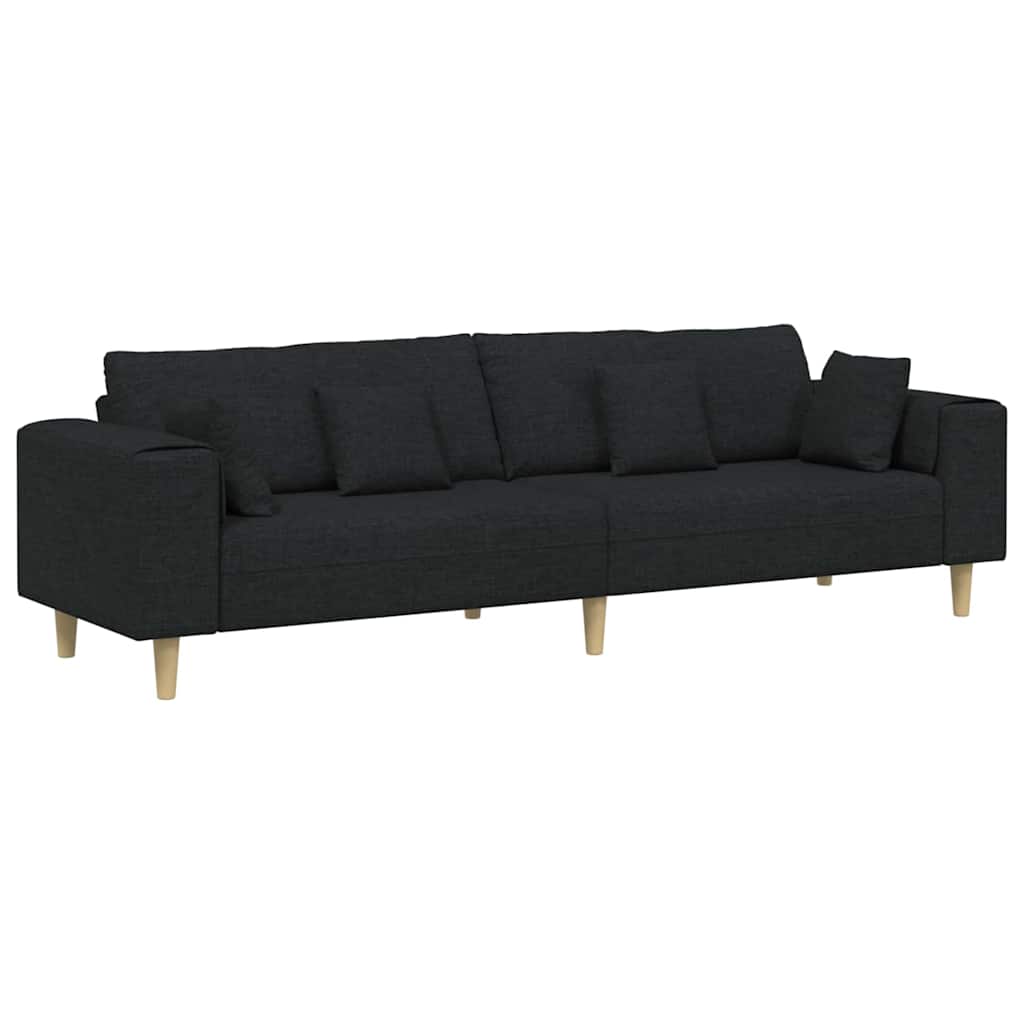 Stoffsofa mit Kissen Schwarz 208 cm Stoff