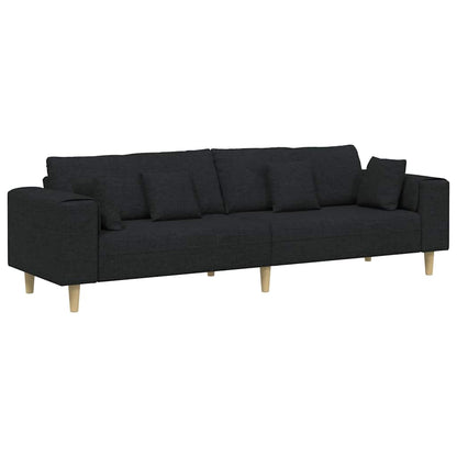 Stoffsofa mit Kissen Schwarz 208 cm Stoff
