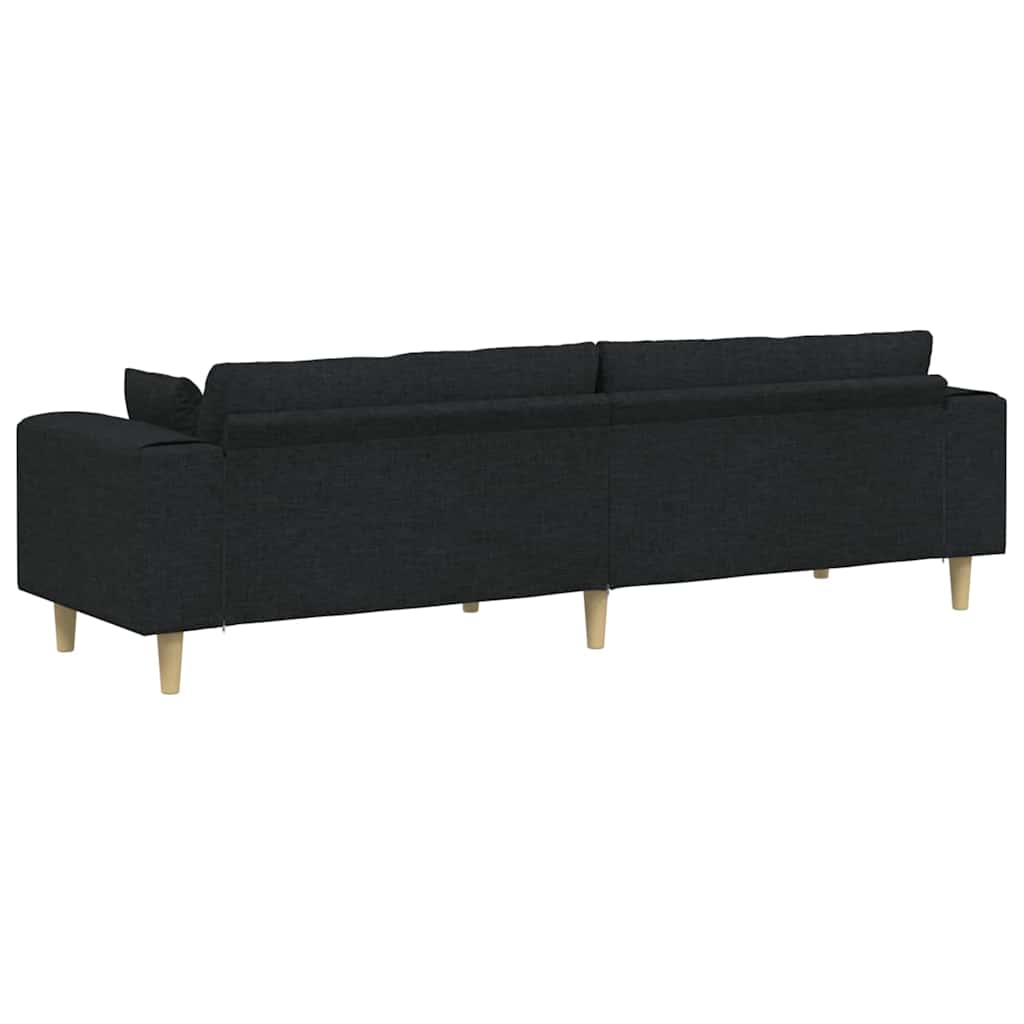 Stoffsofa mit Kissen Schwarz 208 cm Stoff