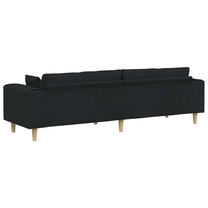 Stoffsofa mit Kissen Schwarz 208 cm Stoff