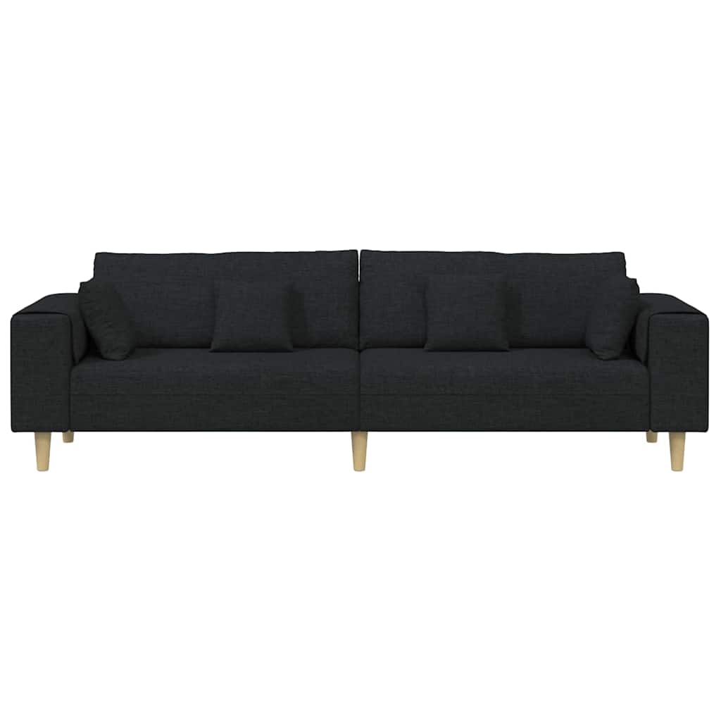 Stoffsofa mit Kissen Schwarz 208 cm Stoff
