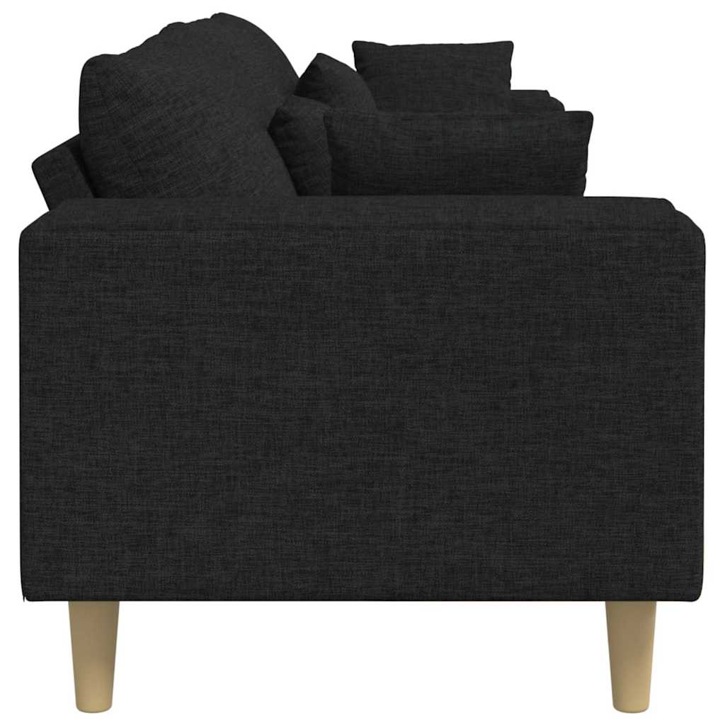 Stoffsofa mit Kissen Schwarz 208 cm Stoff