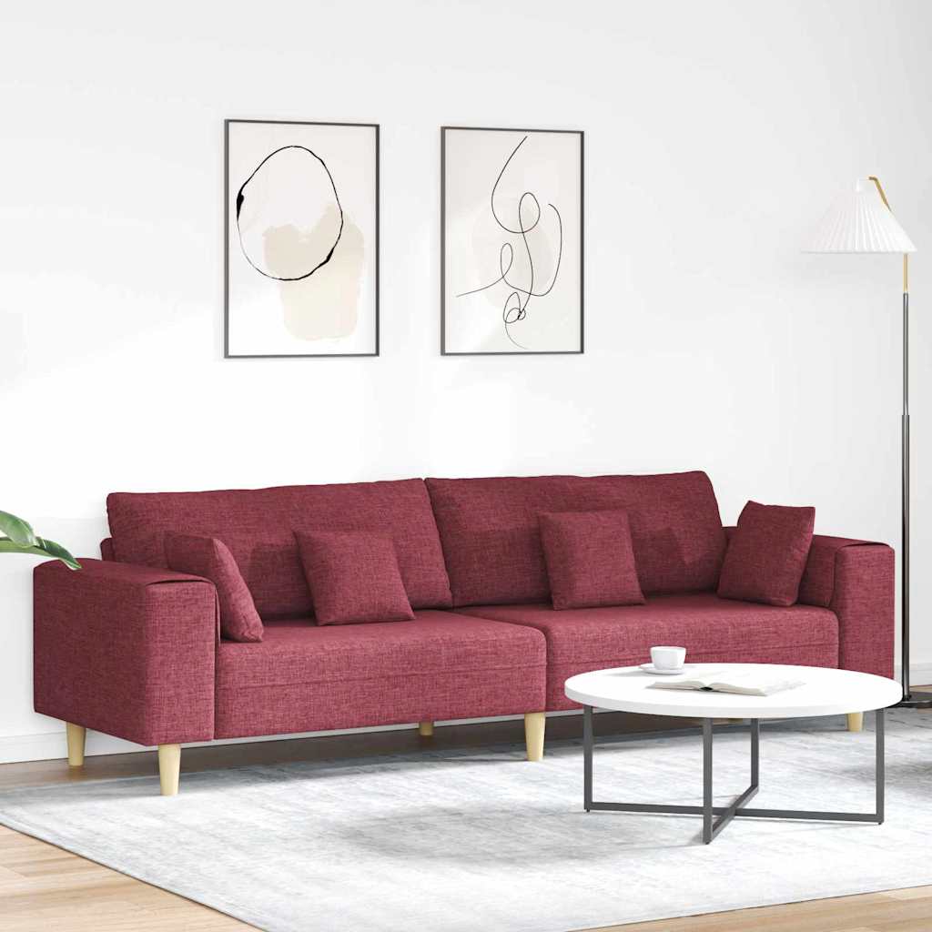 Stoffsofa mit Kissen Weinrot 208 cm Stoff