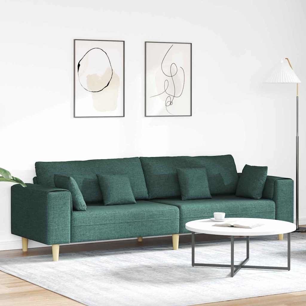 Stoffsofa mit Kissen Dunkelgrün 208 cm Stoff