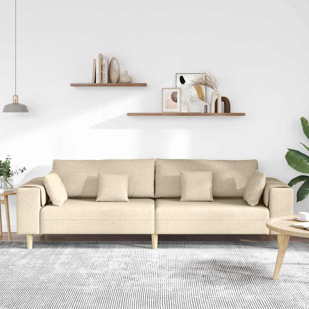 Stoffsofa mit Kissen Creme 208 cm Stoff