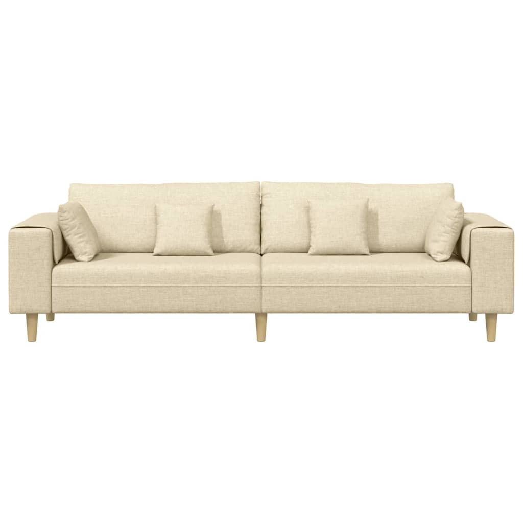 Stoffsofa mit Kissen Creme 208 cm Stoff