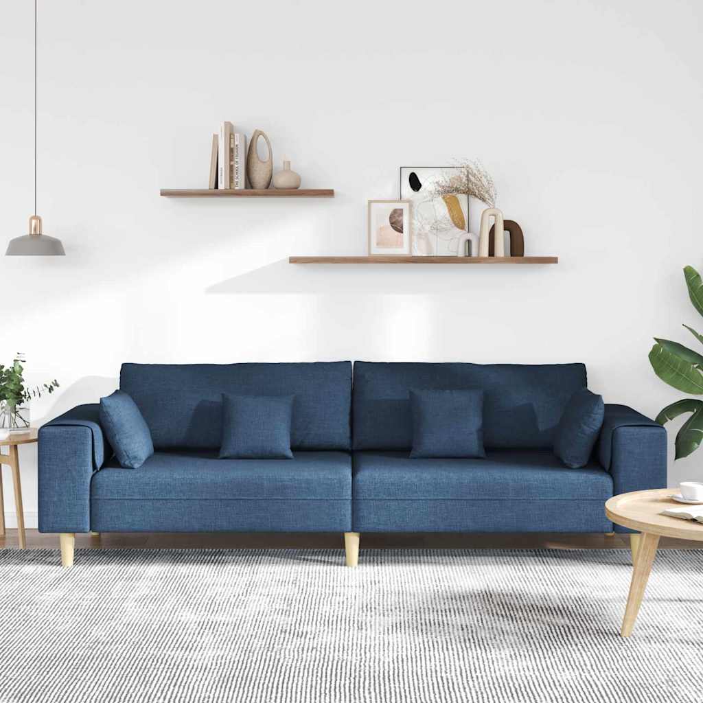 Stoffsofa mit Kissen Blau 208 cm Stoff