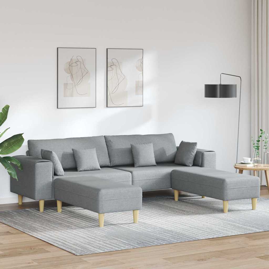 Stoffsofa mit Kissen Hellgrau 208 cm Stoff