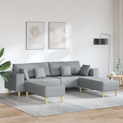 Stoffsofa mit Kissen Hellgrau 208 cm Stoff