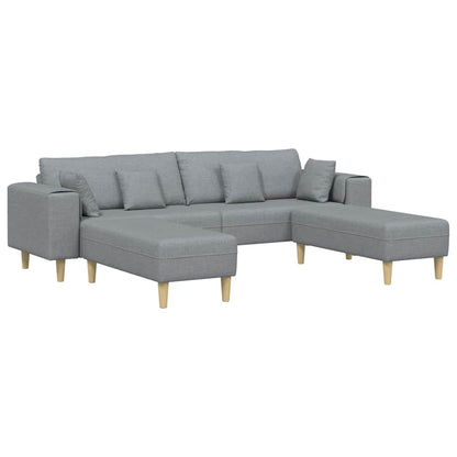 Stoffsofa mit Kissen Hellgrau 208 cm Stoff