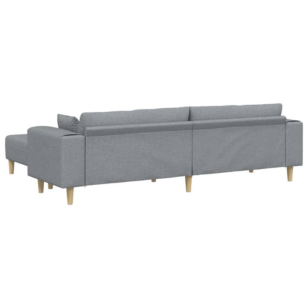 Stoffsofa mit Kissen Hellgrau 208 cm Stoff