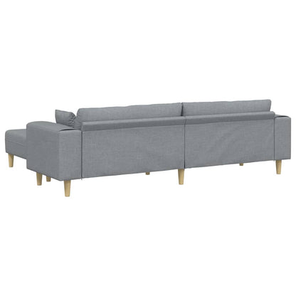 Stoffsofa mit Kissen Hellgrau 208 cm Stoff