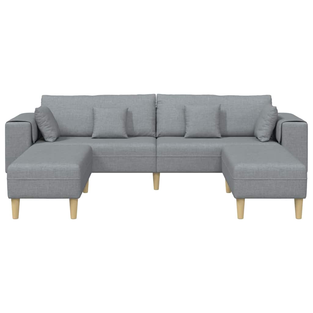 Stoffsofa mit Kissen Hellgrau 208 cm Stoff