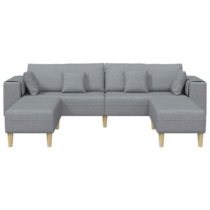 Stoffsofa mit Kissen Hellgrau 208 cm Stoff