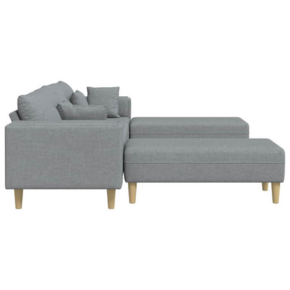 Stoffsofa mit Kissen Hellgrau 208 cm Stoff