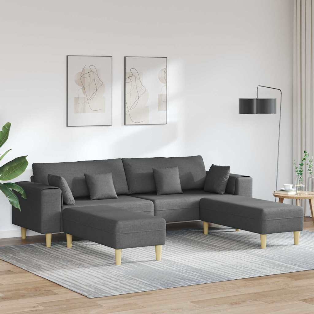 Stoffsofa mit Kissen Dunkelgrau 208 cm Stoff