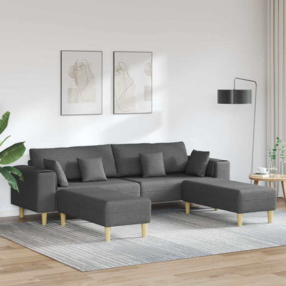 Stoffsofa mit Kissen Dunkelgrau 208 cm Stoff