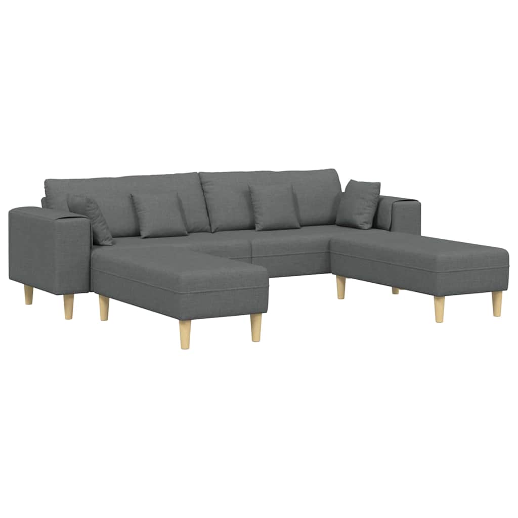 Stoffsofa mit Kissen Dunkelgrau 208 cm Stoff