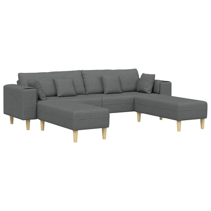 Stoffsofa mit Kissen Dunkelgrau 208 cm Stoff
