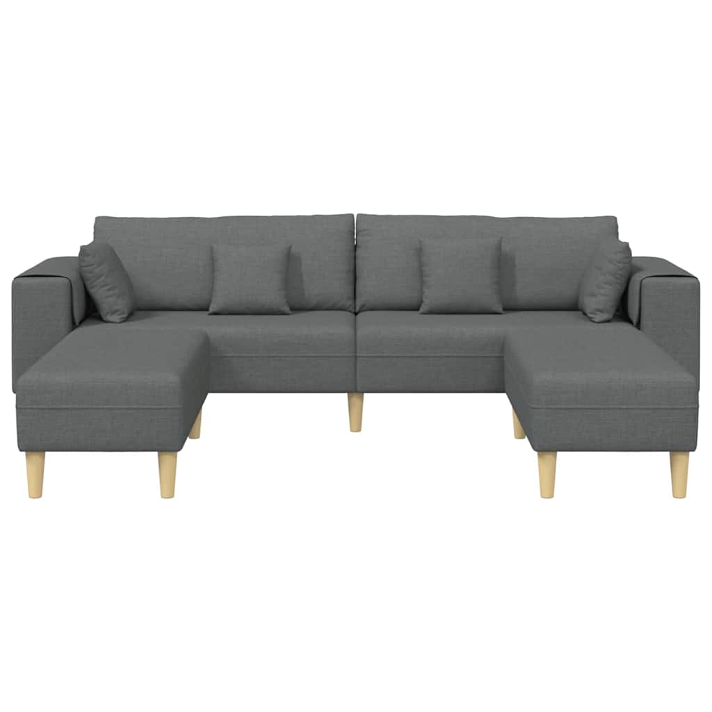 Stoffsofa mit Kissen Dunkelgrau 208 cm Stoff
