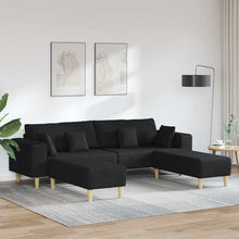 Stoffsofa mit Kissen Schwarz 208 cm Stoff